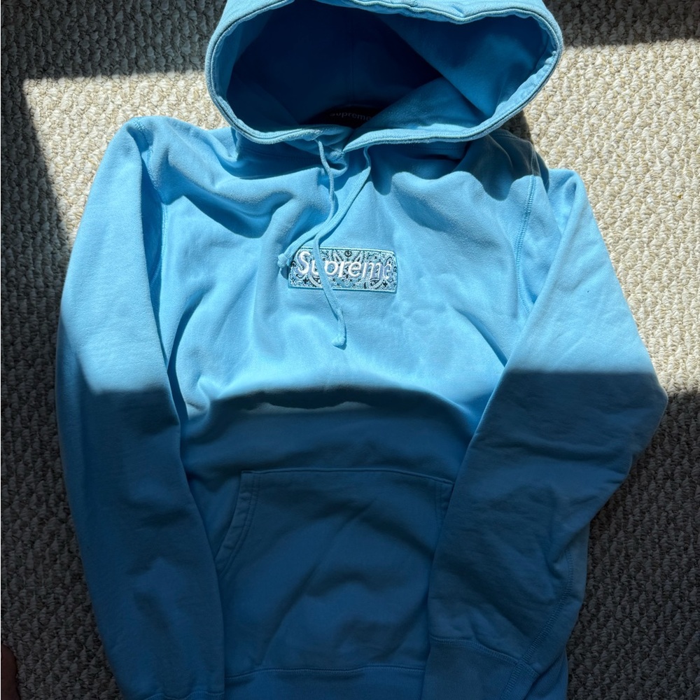Supreme Light Blue Logo Hoodie
